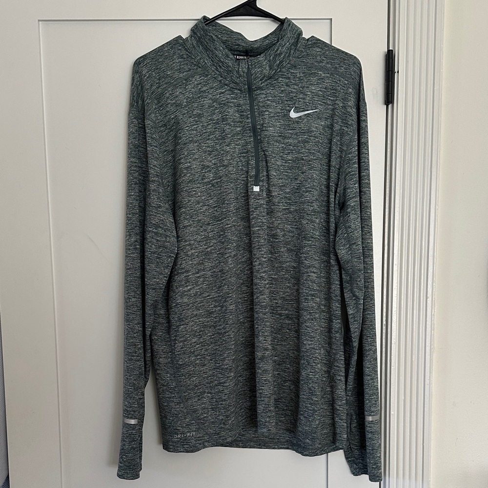 Nike Running Heathered Green Dri Fit Quarter-Zip XL Pullover
